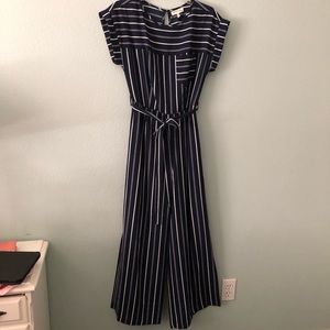 Monteau Sailor Navy striped Jumpsuit One-Piece Romper M